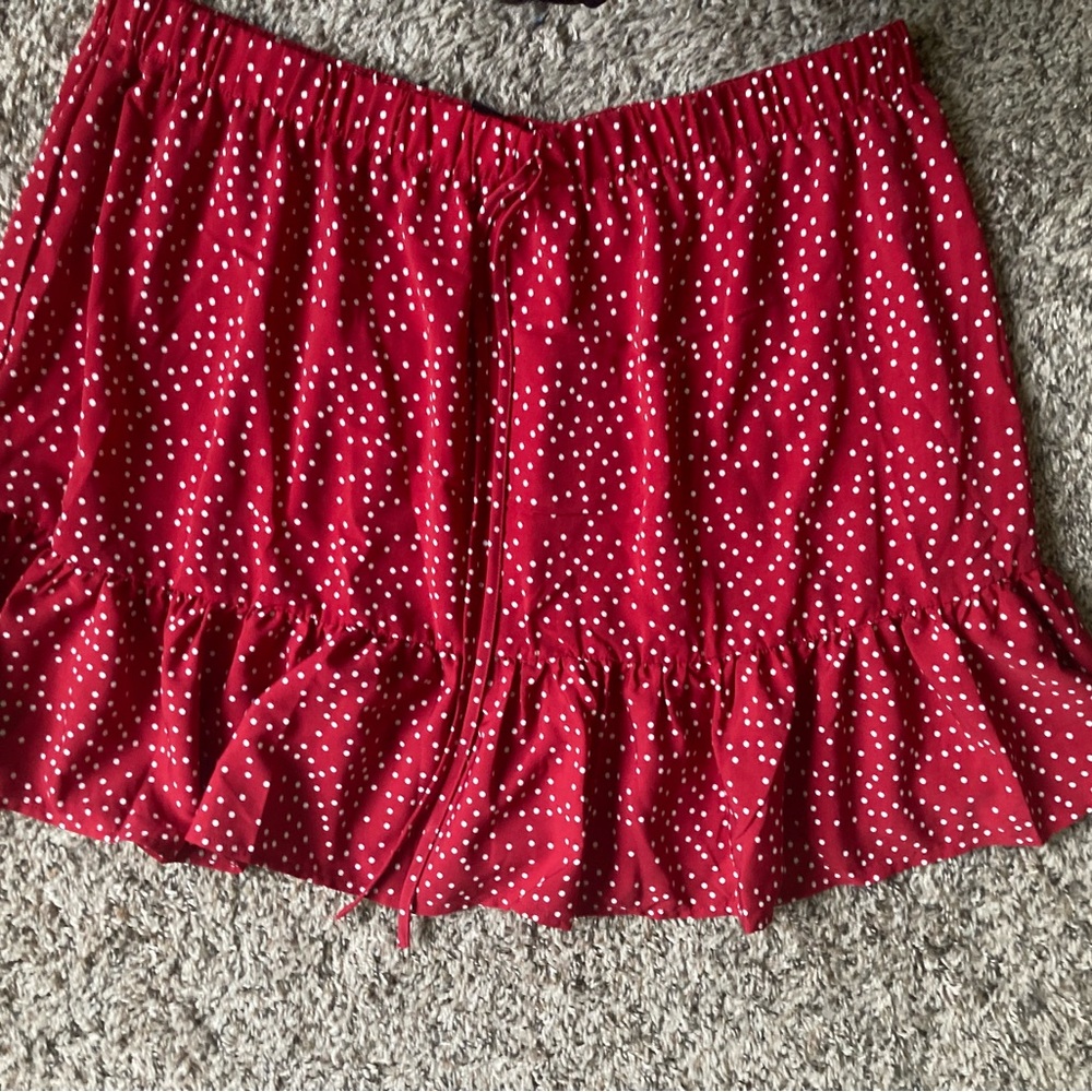 Red and white polka dot skirt